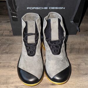 NIB Porsche Design Traveller Boot High  Top Sneakers In Gray Nubuck Leather